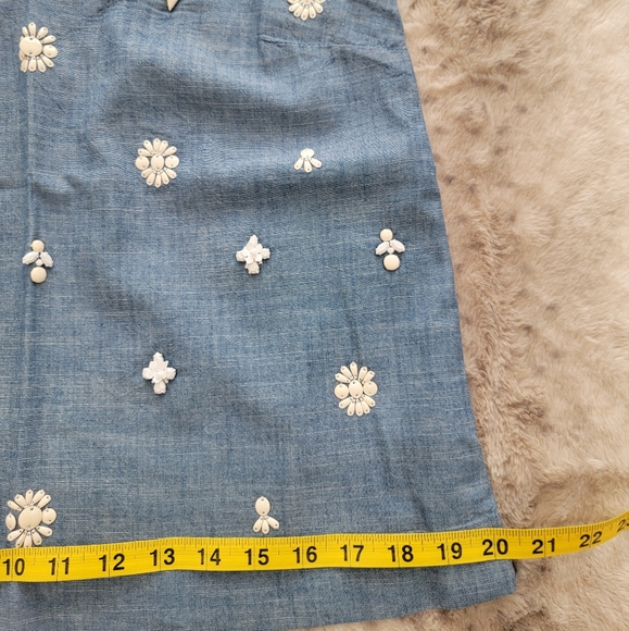 J. Crew Chambray Embellished Tie Shoulder Top, XS - Picture 10 of 13